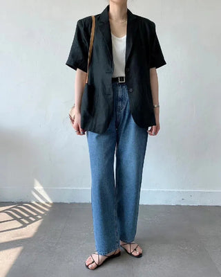 Cotton Linen Short-sleeved Coat Loose Alodia Store