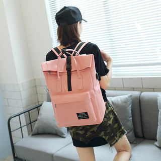 Women External USB Charge Backpack Nylon Rucksack ALODIA STORE