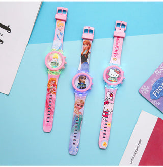 Disney Kid Cartoon Glowing Watch Marvel Spider-Man Boy Unicorn Princess Elsa Flash Electronic Digital Student Toy Clock Relogio Alodia Store