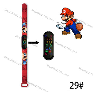 Super Mario children‘s Watch Cartoon Anime Character Luigi Luminous Bracelet Watch LED Touch Waterproof Sports kids watch gifts Alodia Store