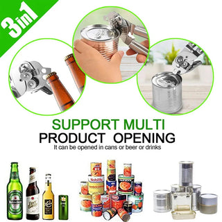 Can Opener Kitchen Accessories Gadget Sets Bottle Openers Stainless Steel Ergonomic Manual Kitchen Tools Free 2 Blades Alodia Store