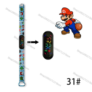 Super Mario children‘s Watch Cartoon Anime Character Luigi Luminous Bracelet Watch LED Touch Waterproof Sports kids watch gifts Alodia Store