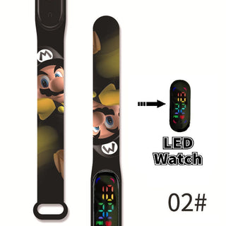 Super Mario children‘s Watch Cartoon Anime Character Luigi Luminous Bracelet Watch LED Touch Waterproof Sports kids watch gifts Alodia Store