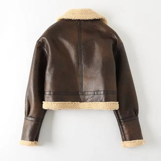 Faux Leather Coat Vintage Alodia Store