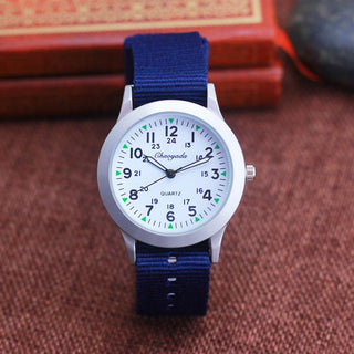 Chaoyada Children Boys Girls 24hours Canvas Luminous Pointer Quartz Wristwatches Kids Students Military Waterproof Watches Alodia Store