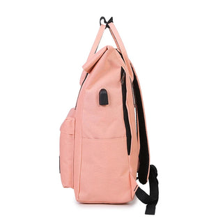 Women External USB Charge Backpack Nylon Rucksack ALODIA STORE