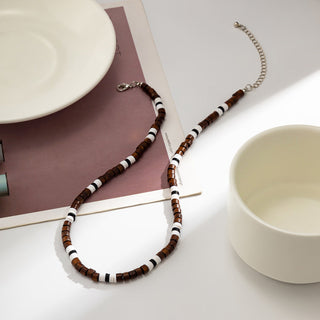 New Bohemian Style Necklace for Men Polymer Clay Pieces Spliced Wood Beads Wholesale Hot Spot Gothic Chains Jewelry Alodia Store