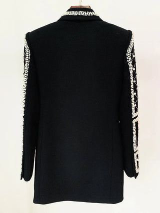Stunning Diamonds Pearls Beaded Black Blazer Dress Alodia Store