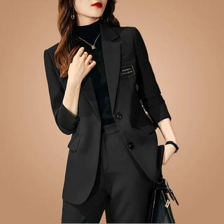 Long Sleeve Blazers Coat Pant Suit Korean Elegant Chic Matching Set Alodia Store