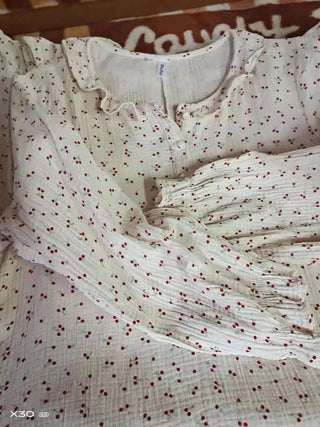 Ruffles Sleep Dress Women Long Sleeve  SLEAPWEAR Alodia Store