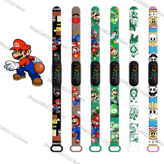 Super Mario children‘s Watch Cartoon Anime Character Luigi Luminous Bracelet Watch LED Touch Waterproof Sports kids watch gifts Alodia Store
