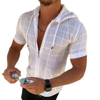 Fashion Long/Short sleeved Hoodie Zipper T shirt Men clothing Summer Solid color Casual Plaid print Open Stitch Th alodia store