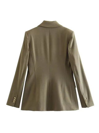 TRAF Green Women's Blazer Tailoring Double Breasted Blazer Alodia Store