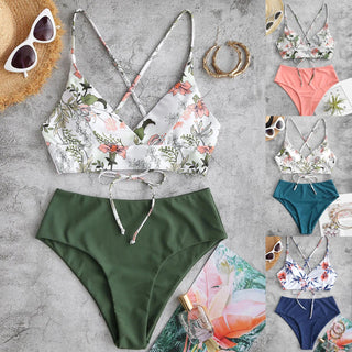 Summer Beach Wear Suit Female Flower Print Split Sets New Ladies Alodia Store