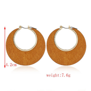 Wooden Vintage Earrings For Women Bohemian Style  Geometric Wood Earrings 2022 Trendy Retro Rattan Earrings Statement Jewelry Alodia Store