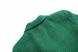 TRAF 2023 Green Long Blazer Woman Tweed Blazer Alodia Store