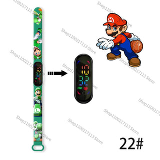 Super Mario children‘s Watch Cartoon Anime Character Luigi Luminous Bracelet Watch LED Touch Waterproof Sports kids watch gifts Alodia Store