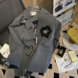 Three-dimensional flower embroidery suit Alodia Store