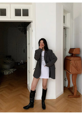 Black Long Sleeved Suit Jacket Alodia Store