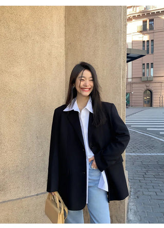Black Long Sleeved Suit Jacket Alodia Store