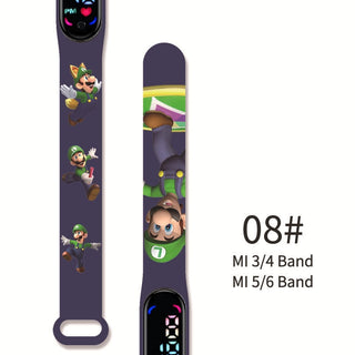 Super Mario children‘s Watch Cartoon Anime Character Luigi Luminous Bracelet Watch LED Touch Waterproof Sports kids watch gifts Alodia Store