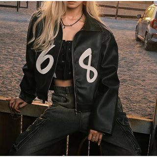 Fashion Zipper Polo-neck Tops Sweet Cool Personal Street Vintage Oversized Coats Alodia Store
