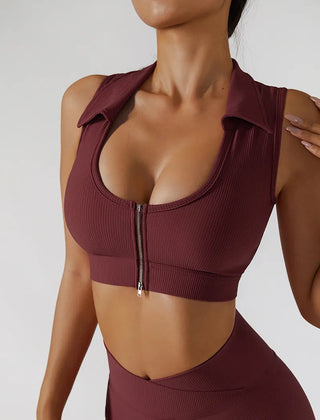 Chest Zipper Yoga Suit Women's Tracksuits Seamless Gym Workout Clothes 2 PCS Sexy Sportswear High Waist Leggings Bra Sports Set Alodia Store