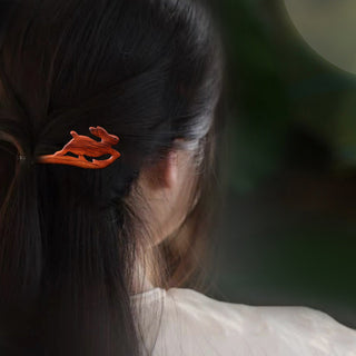 Chinese Wood Hair Sticks Hair Barrettes Red Sandalwood Rabbit Clips Vintage Style Hairpin Accessories for Women Bun Maker ML Alodia Store