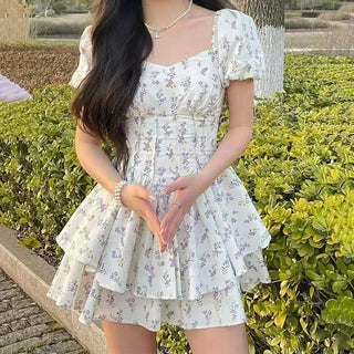 Sundress Kawaii Lovely Aesthetic Floral Dress - Alodia Store