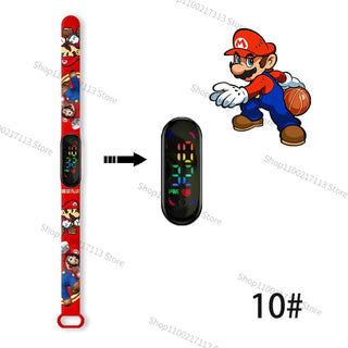 Super Mario children‘s Watch Cartoon Anime Character Luigi Luminous Bracelet Watch LED Touch Waterproof Sports kids watch gifts Alodia Store