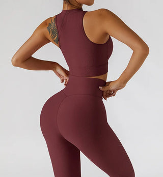 Chest Zipper Yoga Suit Women's Tracksuits Seamless Gym Workout Clothes 2 PCS Sexy Sportswear High Waist Leggings Bra Sports Set Alodia Store