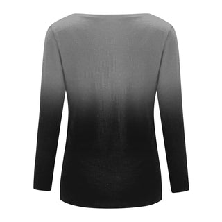 Women Blouse Longsleeve Women'S T-Shirt Fashion Casual Gradient Color Print V-Neck Slim Long Sleeve Top футболка оверсайз Alodia Store
