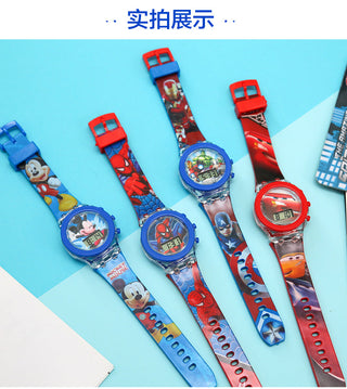 Disney Kid Cartoon Glowing Watch Marvel Spider-Man Boy Unicorn Princess Elsa Flash Electronic Digital Student Toy Clock Relogio Alodia Store