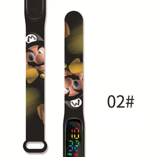 Super Mario children‘s Watch Cartoon Anime Character Luigi Luminous Bracelet Watch LED Touch Waterproof Sports kids watch gifts Alodia Store