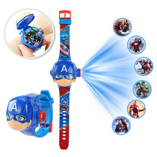 Disney Kid Cartoon Cool Ptojectio Watch Marvel Spider-Man Boy Unicorn Princess Elsa Flash Electronic Digital Student Toy Clock Alodia Store