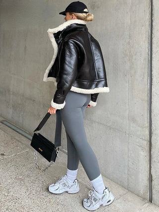 Faux Leather Coat Vintage Alodia Store