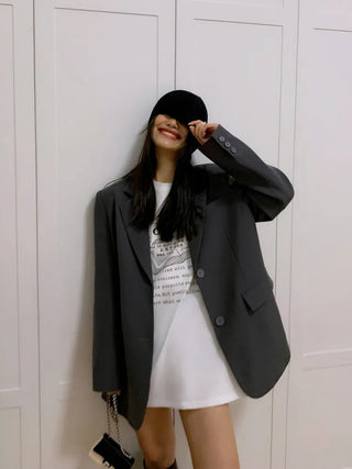 Black Long Sleeved Suit Jacket Alodia Store