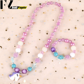 33 Style Colorful Wooden Cute Animal Flower Cartoon Children's Necklace Bracelet Girl's Child Jewelry Kids Toys Birthday Gifts Alodia Store