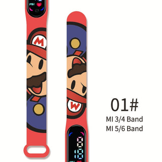 Super Mario children‘s Watch Cartoon Anime Character Luigi Luminous Bracelet Watch LED Touch Waterproof Sports kids watch gifts Alodia Store