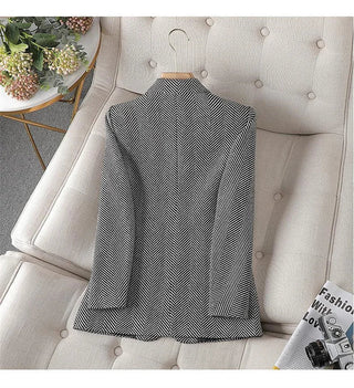 Women Coffee Stripe Formal Blazer business New Alodia Store
