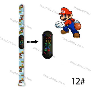 Super Mario children‘s Watch Cartoon Anime Character Luigi Luminous Bracelet Watch LED Touch Waterproof Sports kids watch gifts Alodia Store