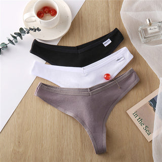 3Pcs/Set Women Cotton Thongs Panties Sexy Low Waist G-String Briefs Ladies lringerie. ALODIA STORE