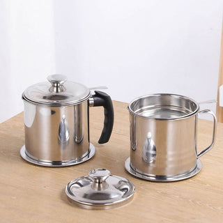 1PC Stainless Oil Filter Pot Lard Strainer Tank Alodia Store