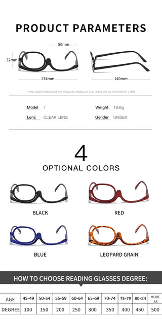 Women Magnifying Glasses Makeup Reading Glass Folding Eye Make Up Reading Glass PC Frame +1.0~+4.0 Resin Lens gafas de sol Alodia Store