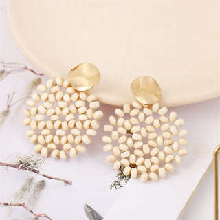 Wooden Vintage Earrings For Women Bohemian Style  Geometric Wood Earrings 2022 Trendy Retro Rattan Earrings Statement Jewelry Alodia Store