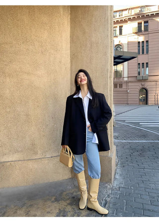 Black Long Sleeved Suit Jacket Alodia Store