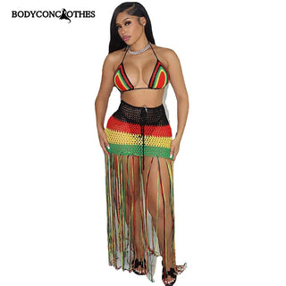 Bodyconclothes Colorful Hand Crochet Two Piece Set Alodia Store