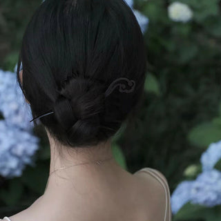 Traditional Wooden Black Hair Sticks Chinese Style Hairpins Carved Wood Hair Fork Vintage Chop Stick Headwear For Women Jewelry Alodia Store