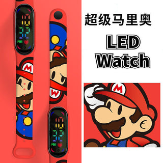 Super Mario children‘s Watch Cartoon Anime Character Luigi Luminous Bracelet Watch LED Touch Waterproof Sports kids watch gifts Alodia Store