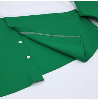 MiuKoMiYa Spring 2022 Womens Shirt Lapel Stitching Green Shirt Top Women LongSleeve White Top Cotton Shirt Alodia Store